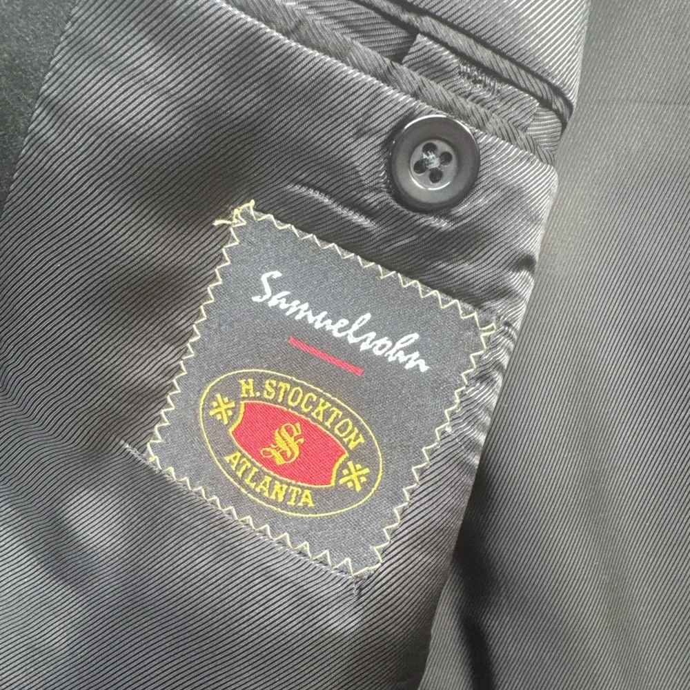 Samuelsohn wool tuxedo jacket black satin‎ lapel formal dinner blazer mens 46R